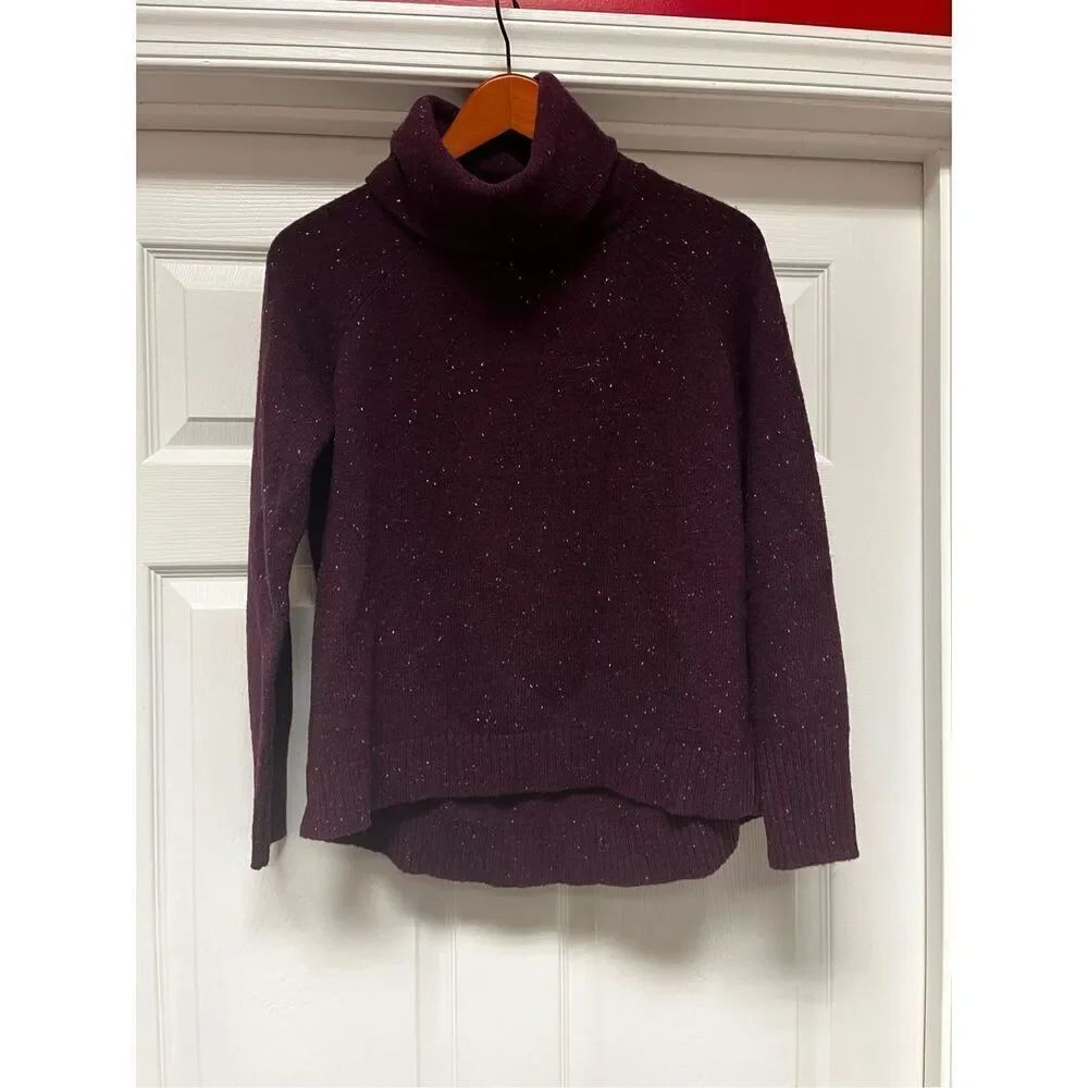 C&C California Burgundy Mixed Color Spec Hi Low Turtle Neck Sweater sz L NWOT